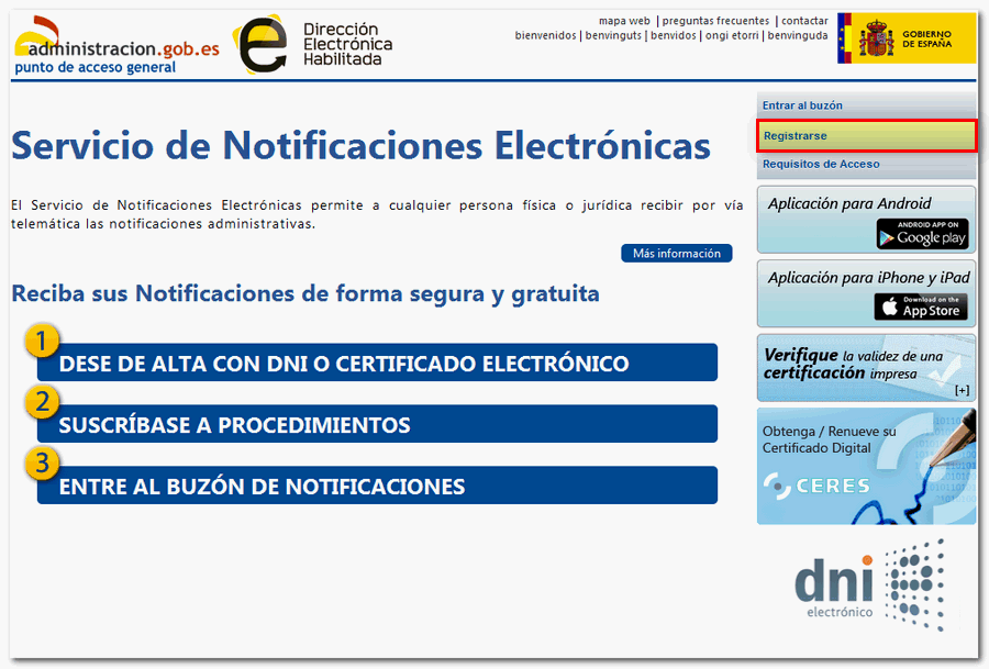 Registro DEH
